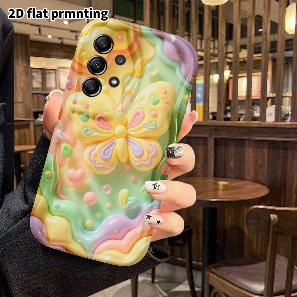 Phone Case: 2D flat, suitable for Samsung Galaxy A34 A35 M05 M06 S20 S22 S21 FE Plus 5G protective case, macaron-colored butterflies, perfect Christma