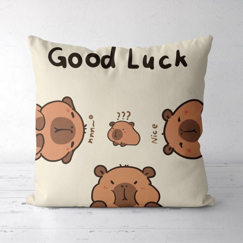 Cute Kapibara Capybara Cartoon Two-dimensional Pillowcase Children's Bedroom Sofa Cushion Cover Nap Pillow Cover