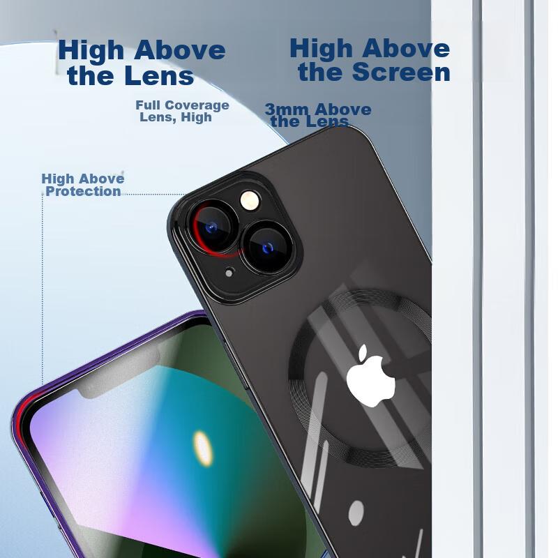 HotFire IPhone 15 Case, IPhone 15 Protective Cover, Electroplated Magnetic Anti-Drop Upgraded Lens Full Protection Transparent Case - Midnight Black