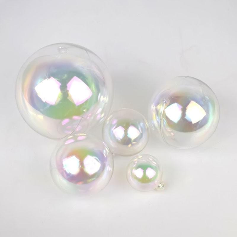 Iridescent Transparent Ball Cake Decorations In White & Pink