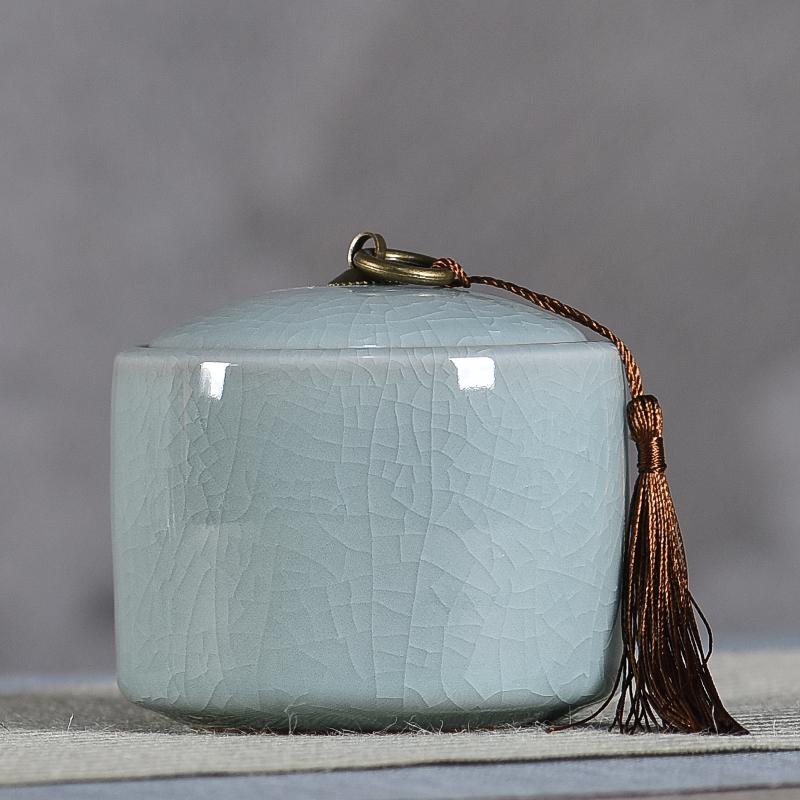 Creative Cracked Ceramic Tea Caddy with Lid Porcelain Sealed Candy Caddy Portable Tea Box Desktop Decoration Home Decoration New