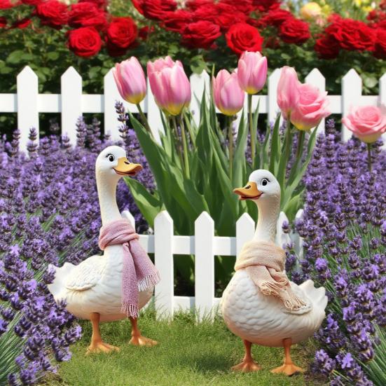 2 Pcs Duck Garden Stakes 2D Cartoon Duck Sign