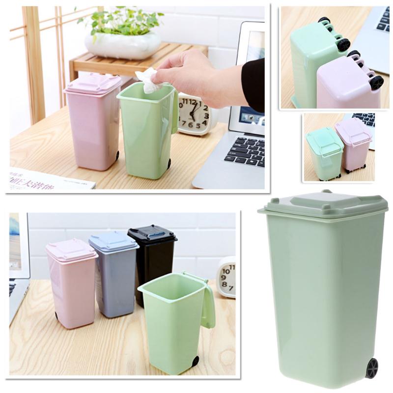 Buy Mini Wheelie Trash Can Pen Holder Storage Bin Desktop Organizer