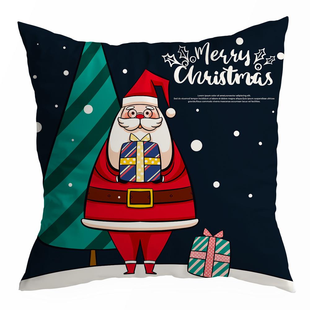 Christmas Pillowcase Cartoon Santa Claus Home Sofa Car Cushion Printed Pillowcase