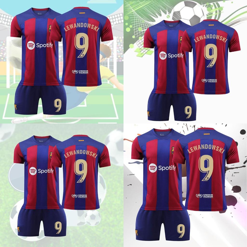 Barcelona Home Jersey Messi 10 Lewandowski 9 Gavi 30 Pedri 8 Suitable For Children Various Sizes Available