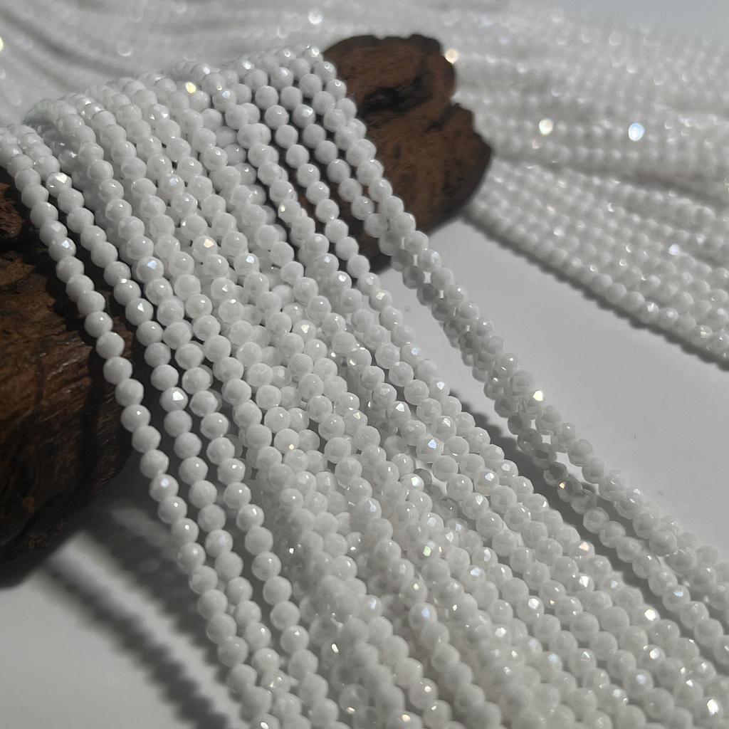 Emulsified Milk Zirconia Faceted Round Beads for DIY Necklaces & Bracelets