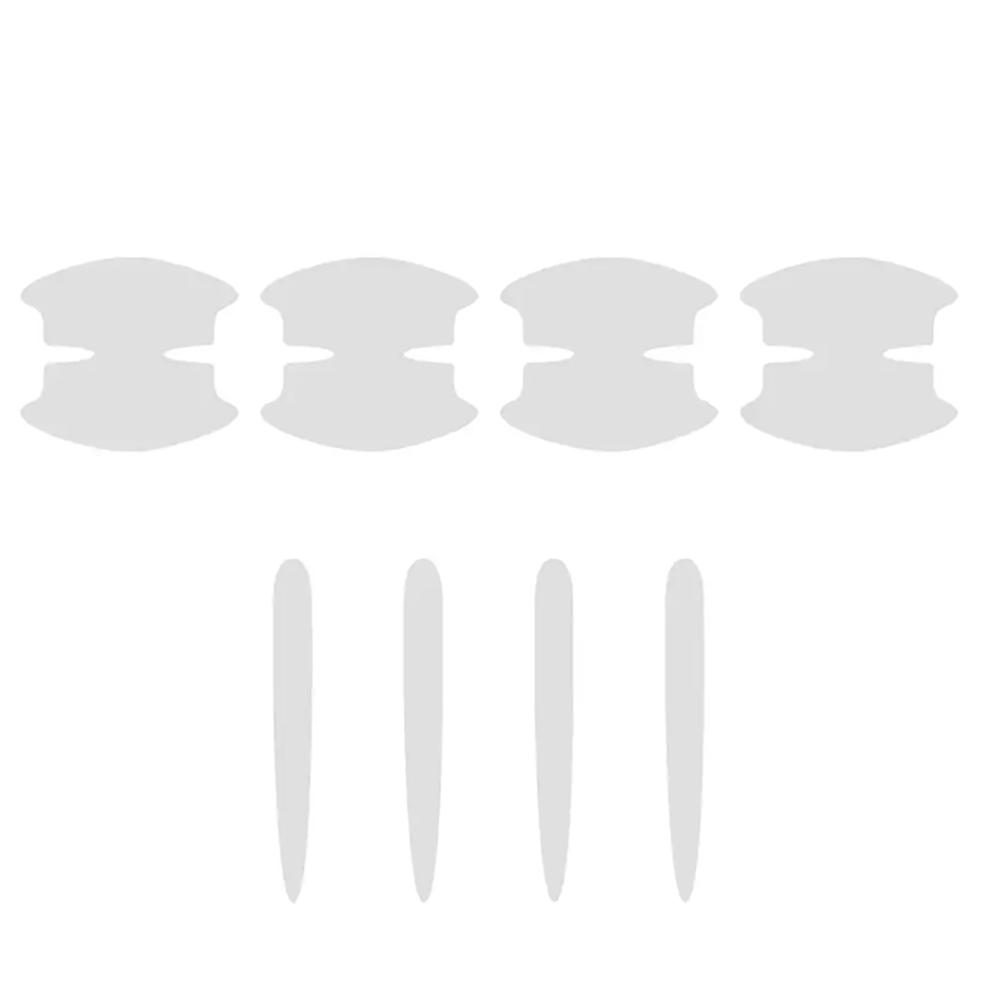 8Pcs TPU Transparent Car Door Bowl Handle Anti-Scratch Protective Film Anti-Collision Sticker Auto Exterior Accessorie Car Decal 8Pcs-Clear