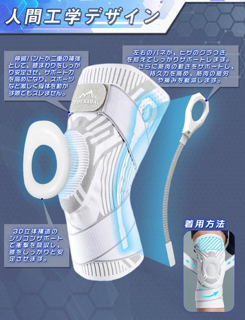 [TOUKAWA] Knee Support Knee Pad 3D Silicone Elastic Band Double Fixation Ergonomic Knee-Specific Sweat Absorbing Sports Knee Meniscus Joint Basketball