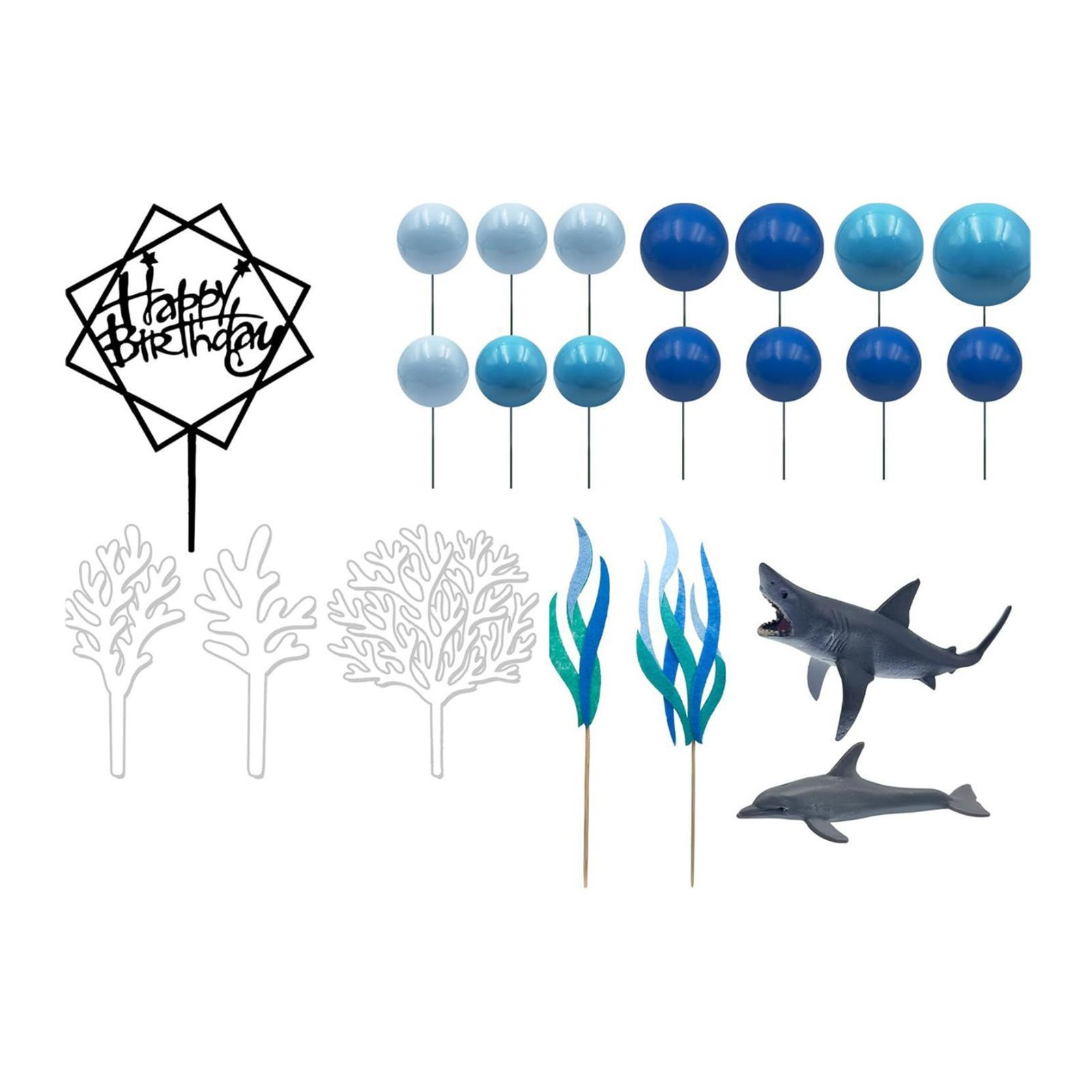 22 Pieces Shark Cake Toppers Dolphin Figurines for Valentines Day Wedding