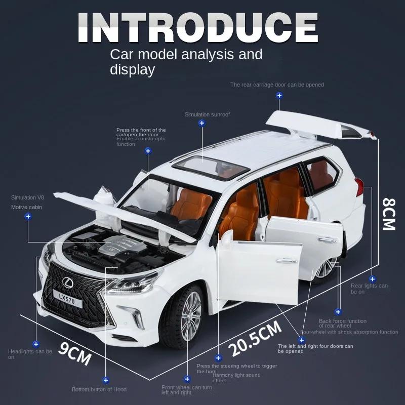 LGS2  Diecast 1/24 LEXUS LX570 Off Road Car Model Alloy Casting Toys Vehicles Kids Boys Gift Collective Home Decor Voiture Miniature