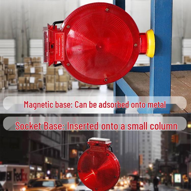 Solar Round Nighttime Strobe Warning Light for Road Construction
