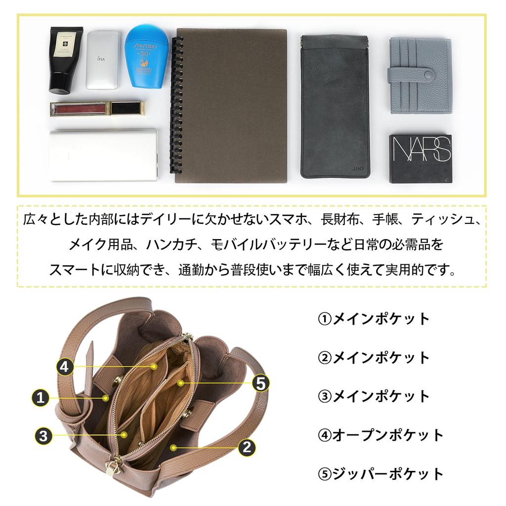 MFFOR Shoulder Made of Premium Genuine Large Simple and Suitable for or Handbag Use Women's 2-Way Bag, Leather, Capacity, High-Quality Look, Casual,