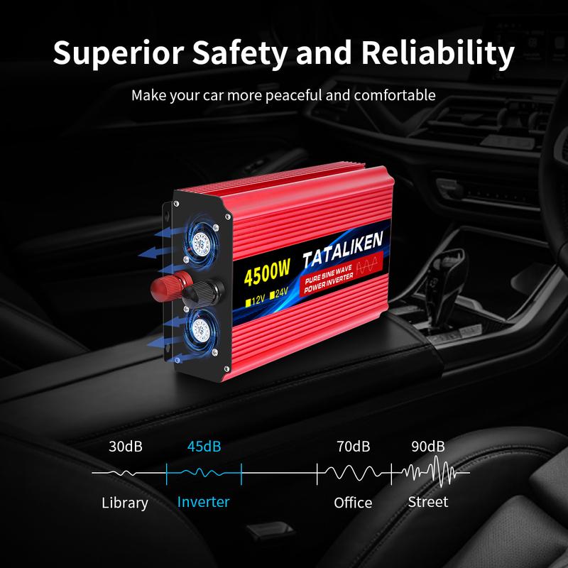 US Socket 12V To AC 110V 60HZ Pure Sine Wave Inverter Car Power 1600W/2200W/3000W Voltage Portable Converter with LED