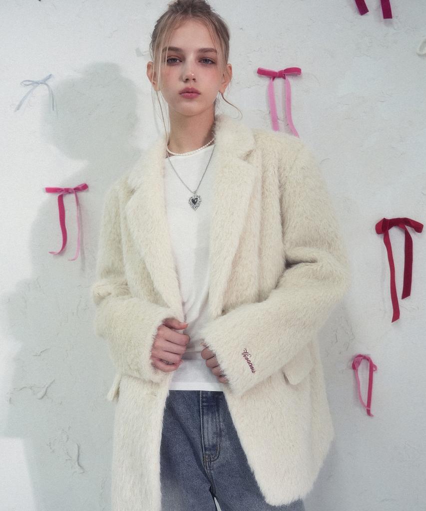 Vivacious Elizabeth Boucle Blazer Gray