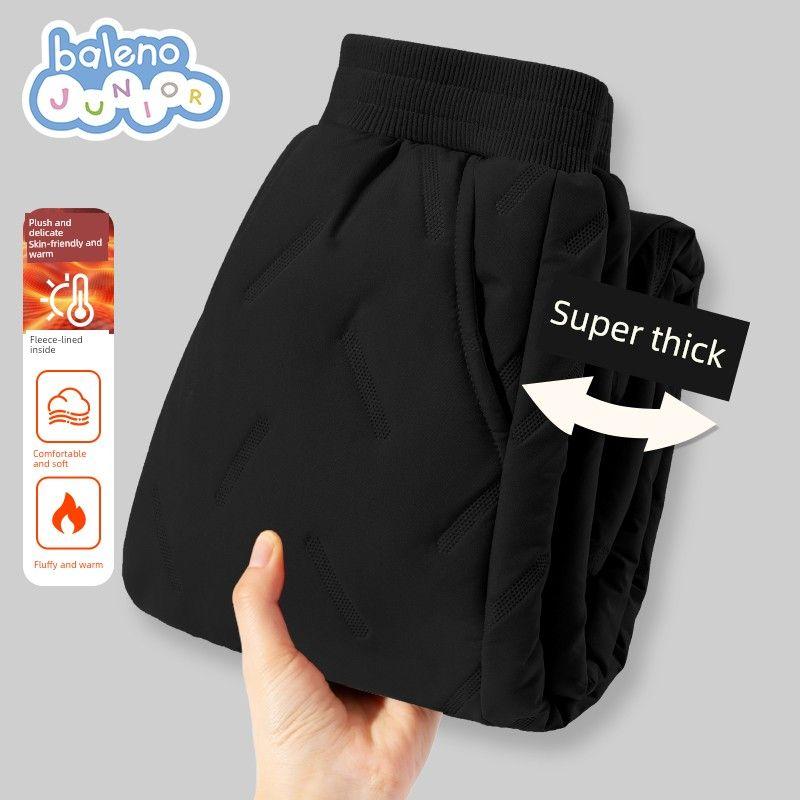 Baleno Kids Girls  Fleece-Lined Pants Children s Thickened Lamb Wool Cotton Pants Girls  Winter Long Pants for Winter Black#Solid Color 120 cm