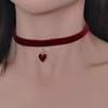 Wine Red Love Velvet Choker Necklace for Women
