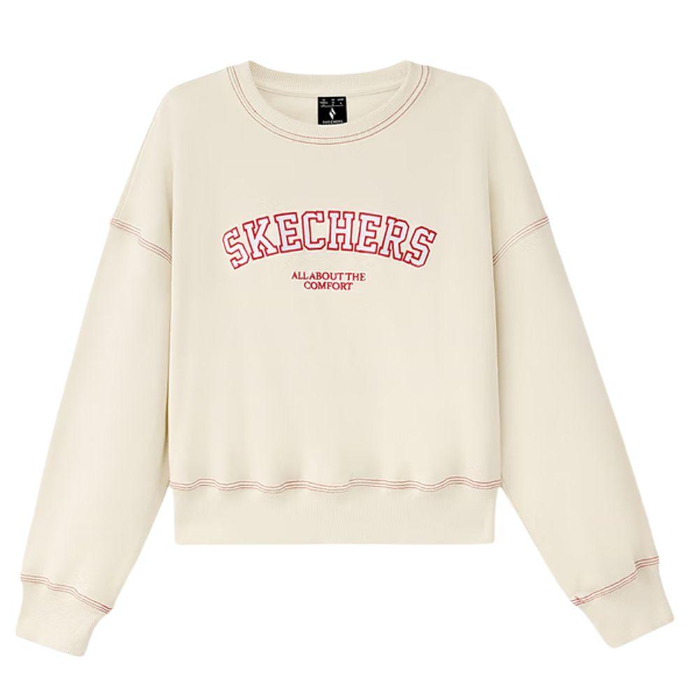 Skechers Sports Casual Pullover Letter Round Neck Long Sleeve Sweatshirt Women sweatshirt L325W002-029Y S