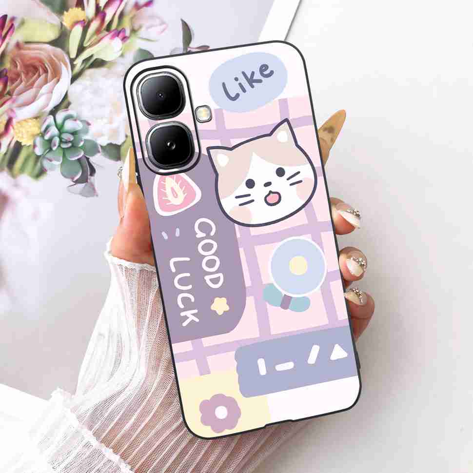 For Infinix Smart 20 4G X6840 X6840B Case Cartoon Cat Dinosaur TPU Black Cover For  Infinix Smart20 smart 20 4G Phone Casing