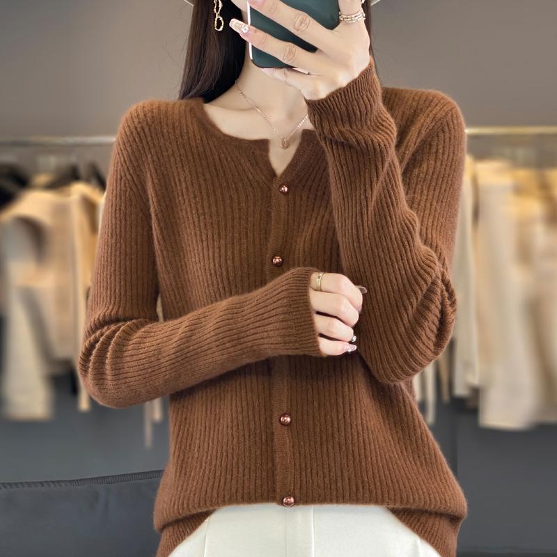 QingHe Kaschmir Damen 30% Kaschmir Cardigan - Weicher & Warmer Wollmischungs Pullover