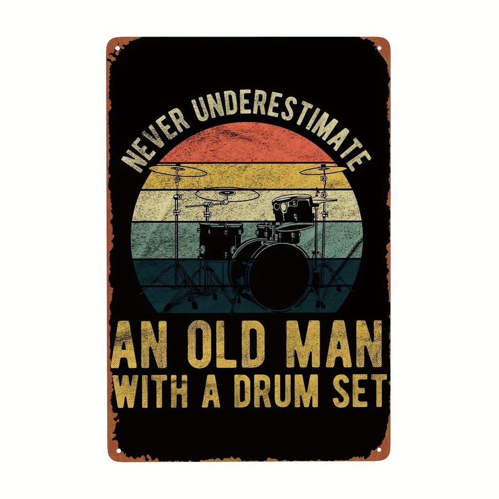 Vintage Schlagzeuger Anhänger Metall Blechposter Schlagzeug Metall Blechschild Poster Platte für Schlagzeuger Café Garage Fitnessstudio oder Boxclub Dekor