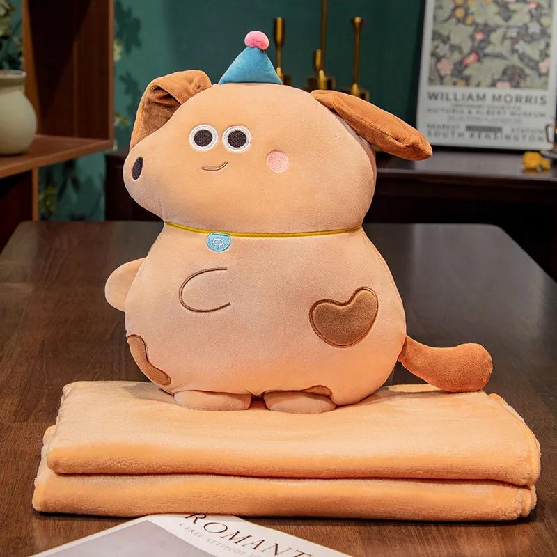 3D Heart Aped Cute Cartoon Two in One U Aped Pillow Office Car Dual Use Pillow Blanket  Animal Pattern PP Cotton Filled