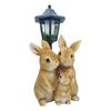 Solar Garden Statues Outdoor Decor,Rabbit Figurines Wiht LED Lights Yard Ornaments Women Garden Gifts,Unique Housewarming Gifts