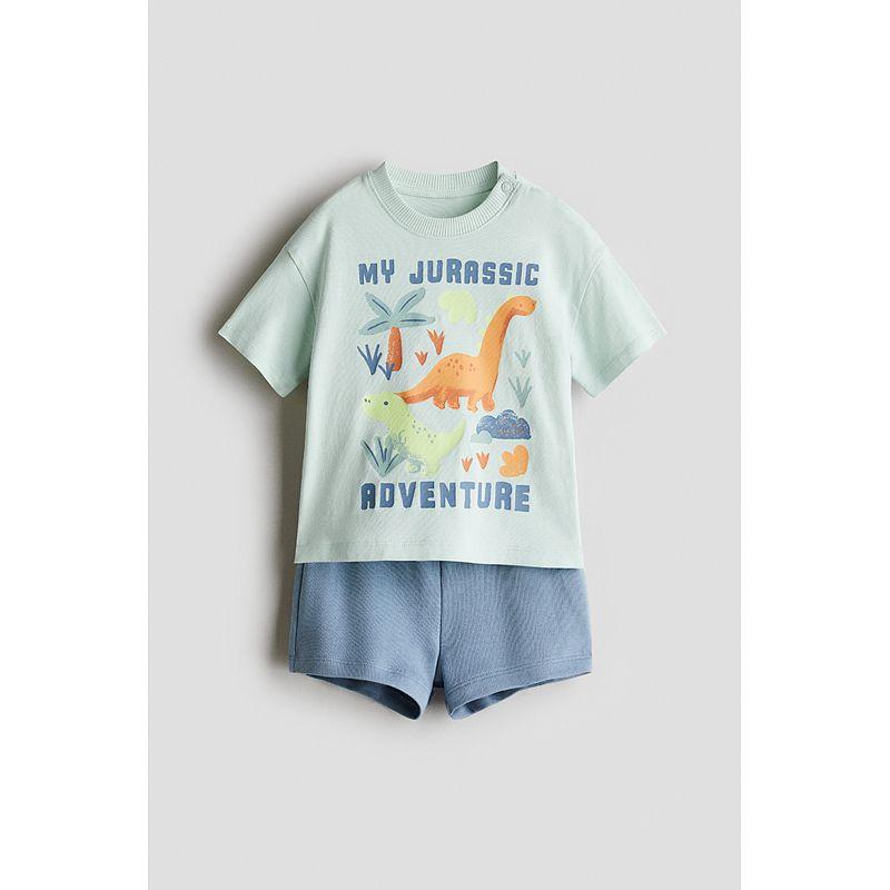 

HM Children s Clothing Baby Boys Suit 2-Piece 2025 Summer New Comfort Printed Short-Sleeved Top Shorts 1289605
