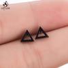 Mini Stainless Steel Geometric Earrings Black for Women Men Heart Triangle Leaf Volleyball Ear Studs Punk Piercing Pendientes