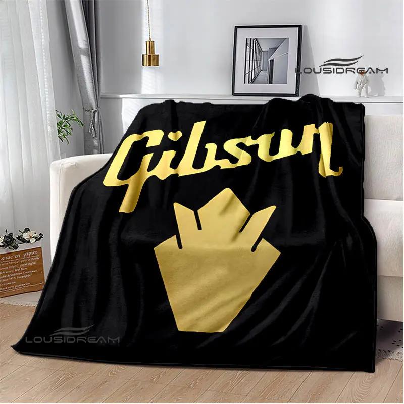Gibson guitar logo printed blanket Flange warming blanket picnic blanket Home Travel blanket bed linings Birthday Gift