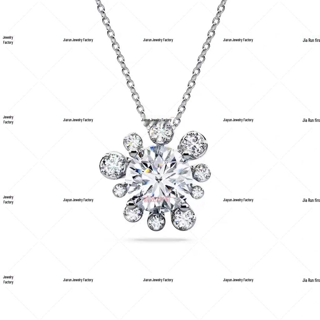 Shi Jia Teardrop Round Diamond Necklace & Earring Set: Simple and Niche Design.