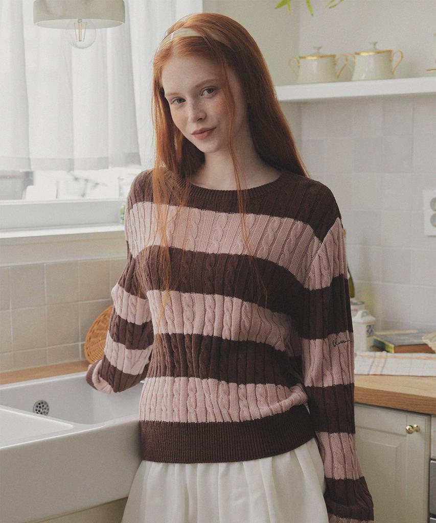 Teuwi Fade Color Block Stripe Long Sleeve Knit