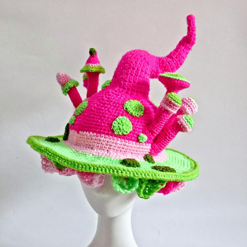 Mushroom Elf Wide-Brimmed Knitted Wool Cosplay Hat