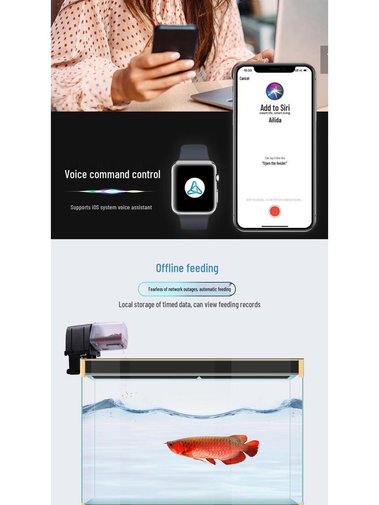 Hrănitor automat inteligent WiFi pentru pești de acvariu cu temporizator pentru pești aurii și țestoase