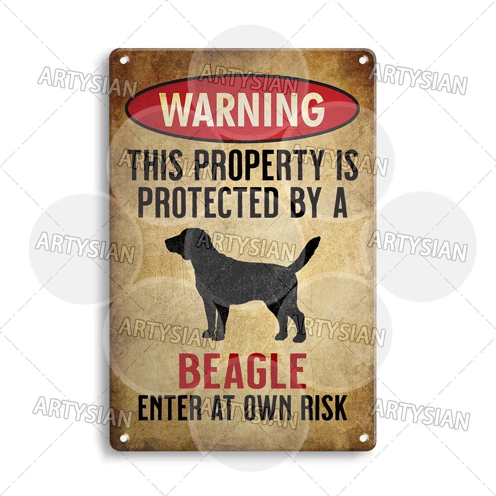 Beware Of Dog Warning Metal Sign Setter Aussie Corso Frenchie Labrador Poodle Bulldog Beagle Shorthaired Pointer GSP Lab Plaque