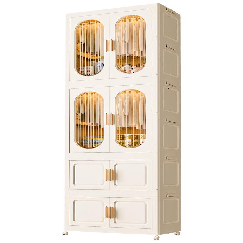 Children's Toy Storage Cabinet: Movable Multi-layer Thickened Wardrobe with Folding Shelves for Home and Bedroom