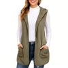 Women's Fashion Solid Color Hooded Sleeveless Plush Cardigan Vest Jacket With Pockets