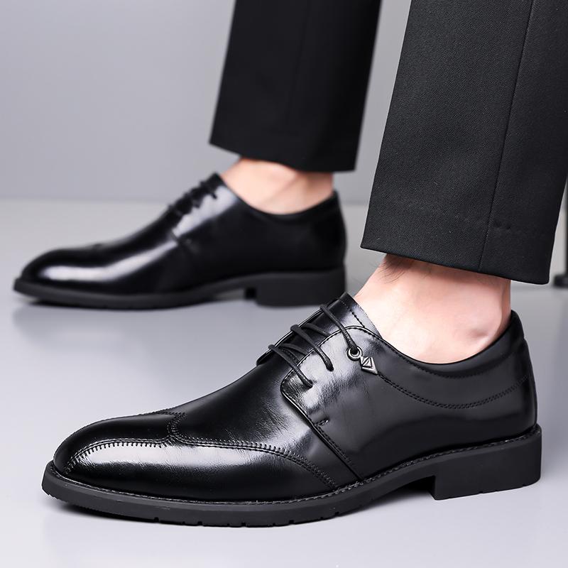 Fashion Men's Classic Oxford Shoes Business Formal Leather Shoes for Office Work Comfortable Dress Shoes for Men Slip-On Lace-Up Flats