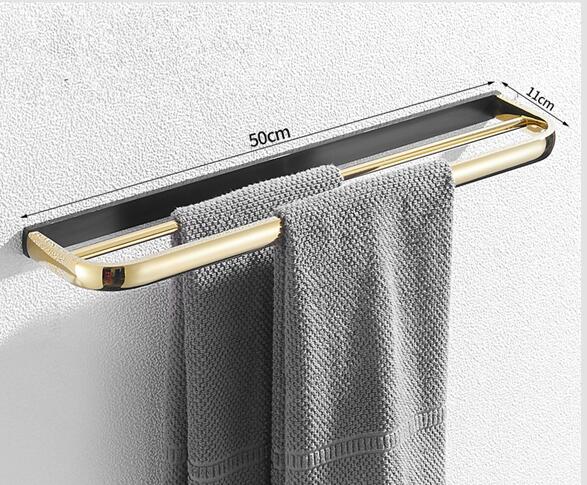 Brass Bathroom Accessories Gold & Black Bathroom Shelf,Towel Rack,Towel Hanger Paper holder,Toilet Brush Holder Bath Hardware