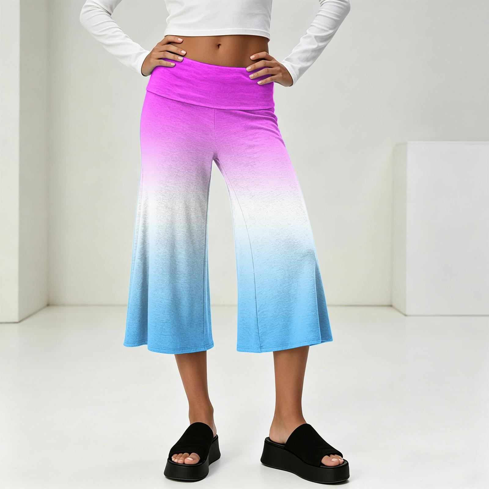 

Women s High Waist Wide Leg Cropped Pants Summer Casual Vacation Loose Fit Lightweight Comfortable Trousers with Elastic Waistband XL