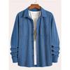 Men's Corduroy Shirt Jacket Spring Autumn Vintage Outerwear for Gentlemen