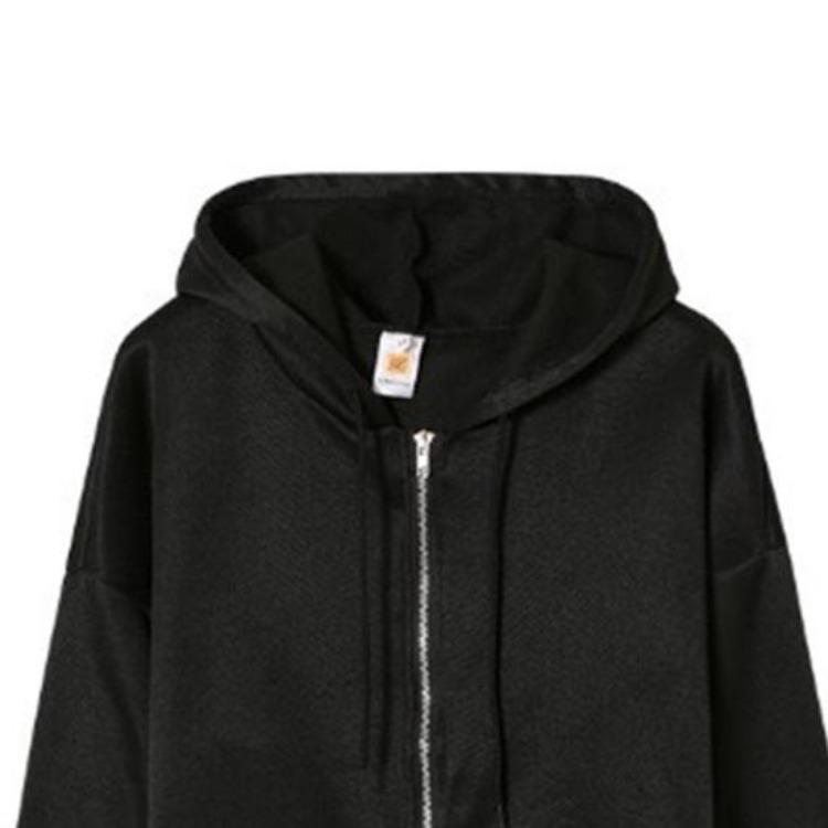 Women Autumn Sweatshirt Jacket Solid Color Hoodie Coat with Long Sleeves Drawstring Pockets Zipper Closure