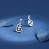 Fashion Cute Fun Jitong 925 Sterling Silver Jewelry Asymmetric Note Diamond Set Personality Versatile Earrings E206