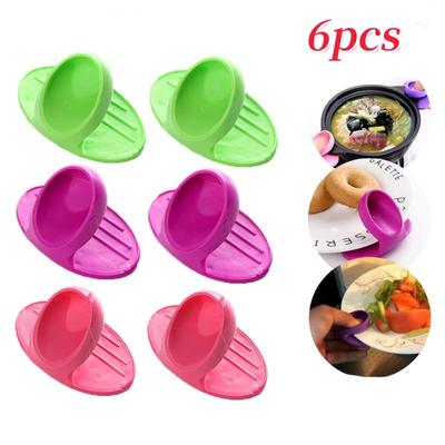 6pcs Heat Insulated Finger Glove Kitchen Dishes Silicone Oven Microwave Oven Silicone Non-slip Holder Kitchen Accessories