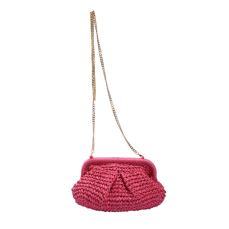 2025 Candy Color Woven Shell Bag: Mori Girl Fashion Clutch & Shoulder Chain