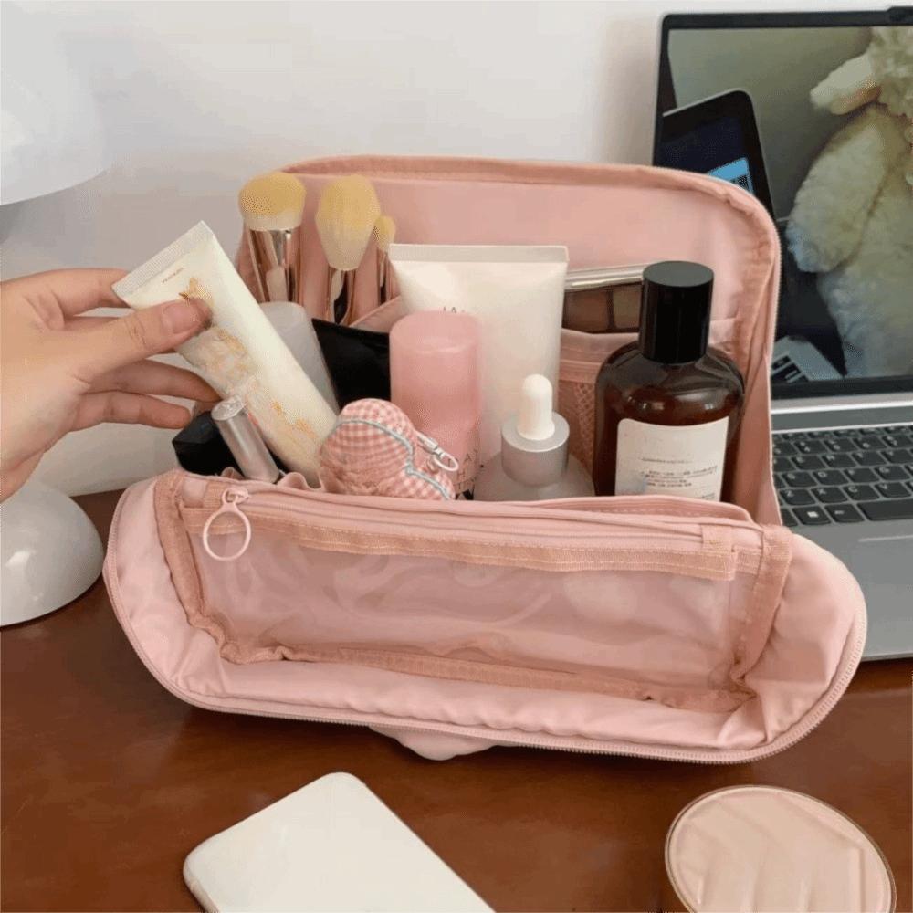 Standable Women Makeup Bag Solid Color Travel Luggage Bag Portable Cosmetic Organizer Daily