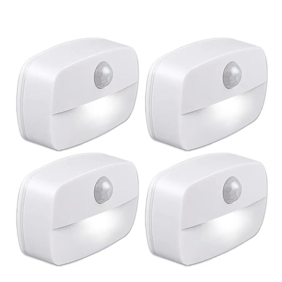 1-4PCS LED Night Light with Motion Sensor Cabinet Lamp Wireless Bedside Nightlight Battery Power,Bedroom Closet Stairs Lighting