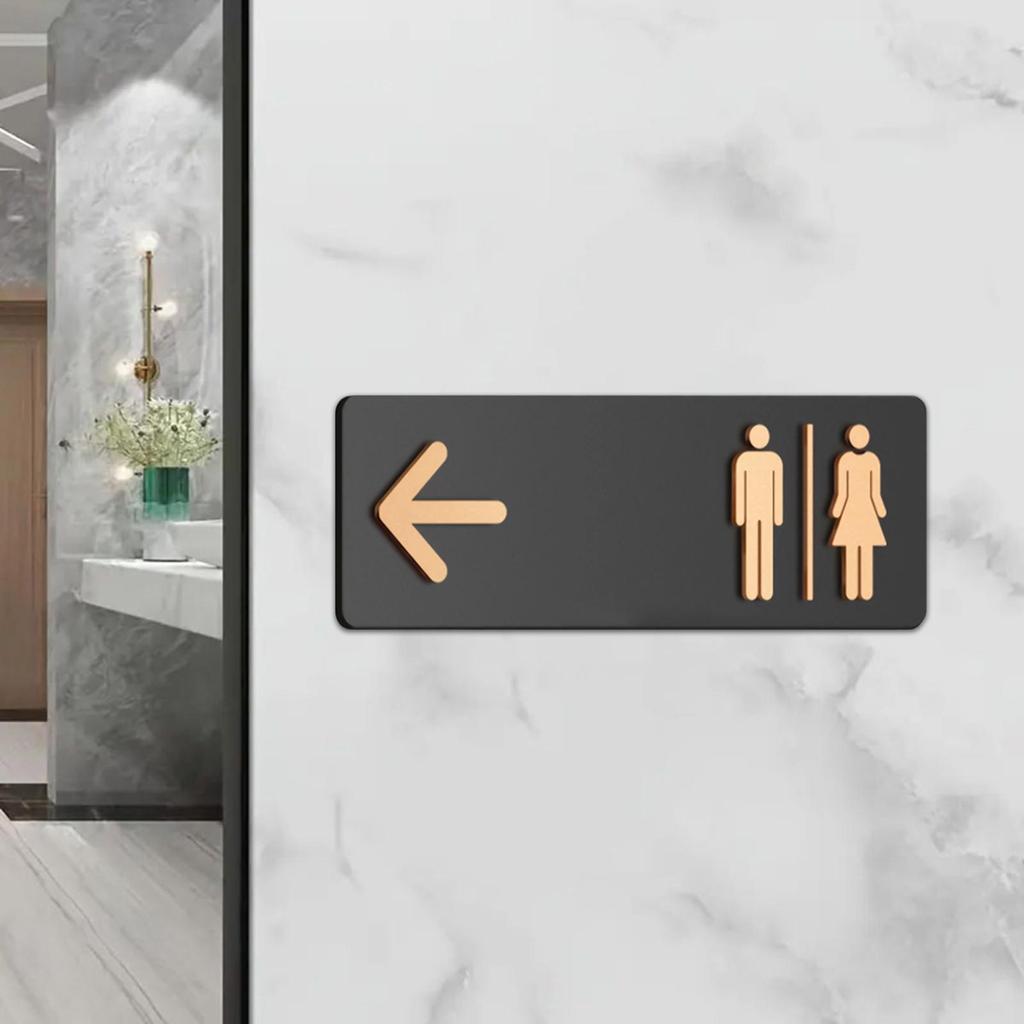 Bathroom Sign Acrylic Restroom Directional Sign Adhesive Toilet Signage for Business Home Office Restaurant Laundry Shopping