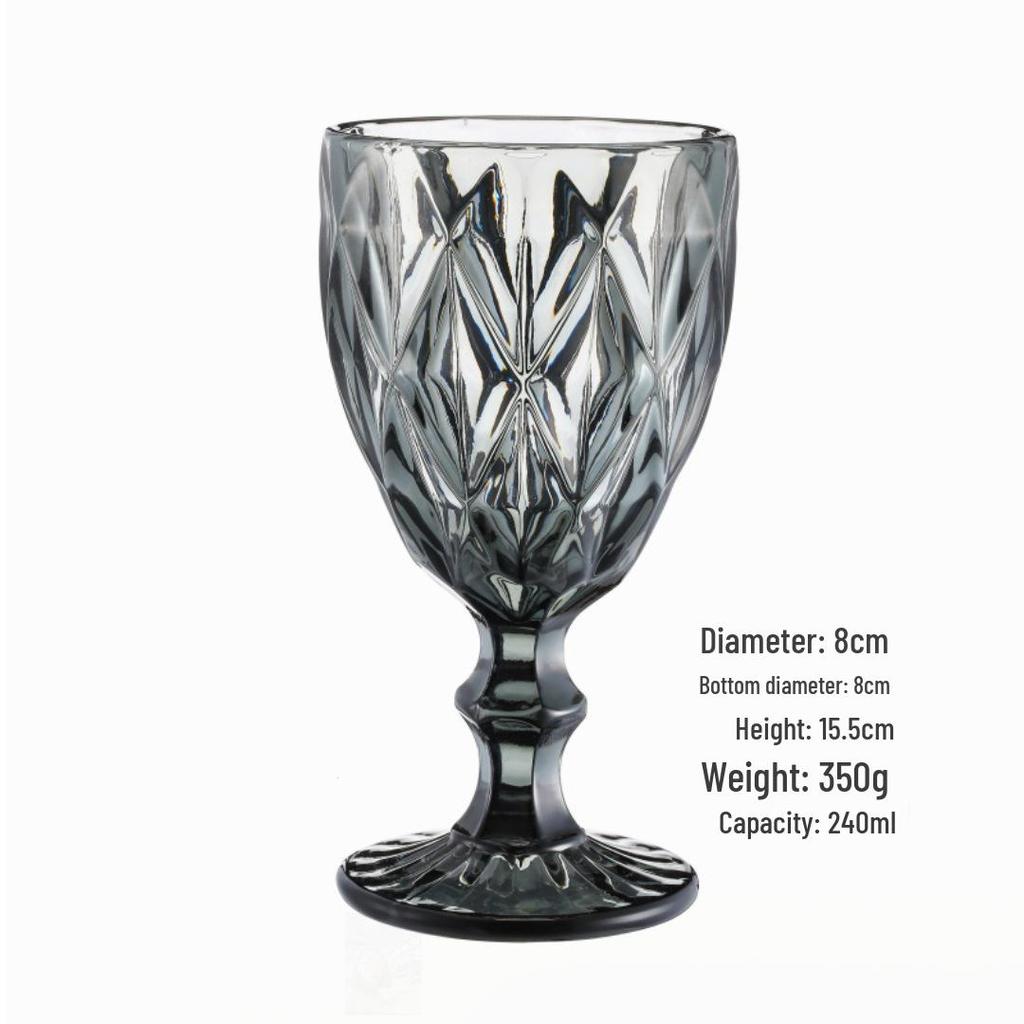 Vintage Embossed High-Footed Red Wine Glass with Bubbles - Wedding Decoration, Child-Friendly, Thickened Design