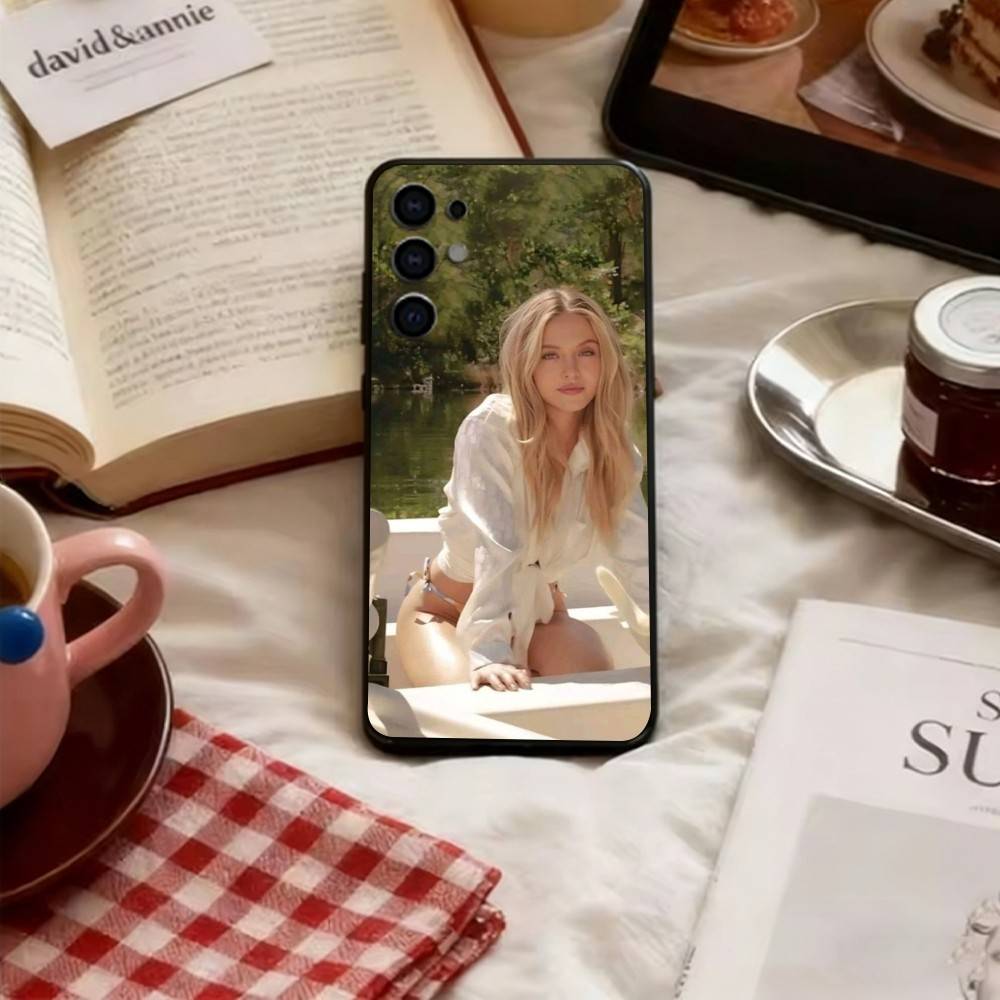 Sydney Sweeney Phone Case Black Silicone Soft For Samsung S25,S24,S21,S22,S23,S30,Ultra,S20,Plus,Fe,Lite