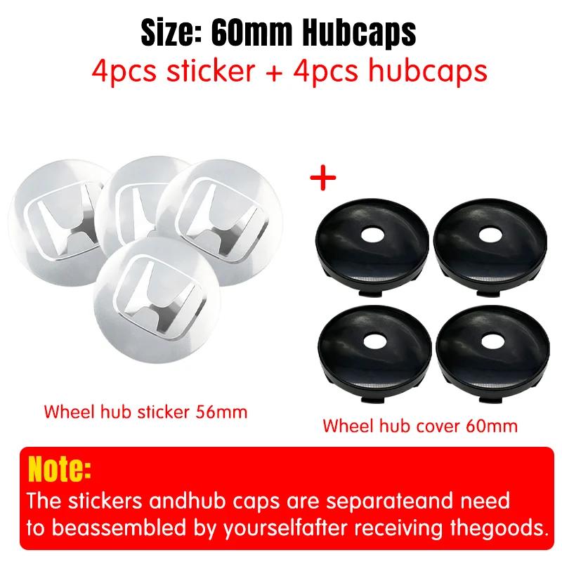 4pcs 56mm 60mm Car Wheel Center Hub Center Cap Rim Hub Dustproof Cover Emblemem For Honda Accord CRV XRV Civic Odyssey ahn256